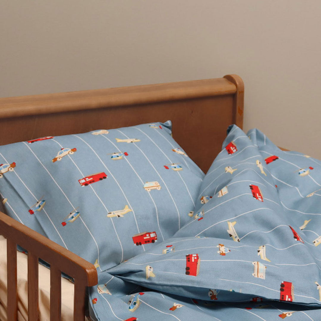 Baby sengesæt - 70x100, 40x45 cm - Striped Cars
