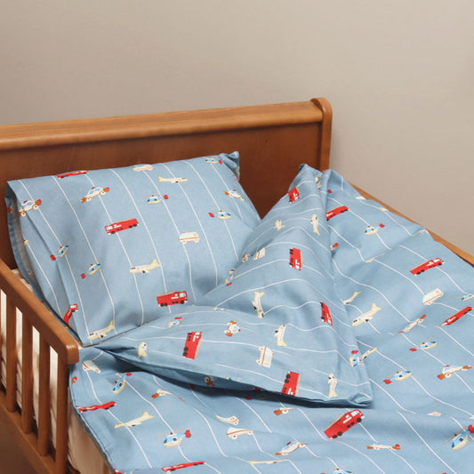 Baby sengesæt - 70x100, 40x45 cm - Striped Cars