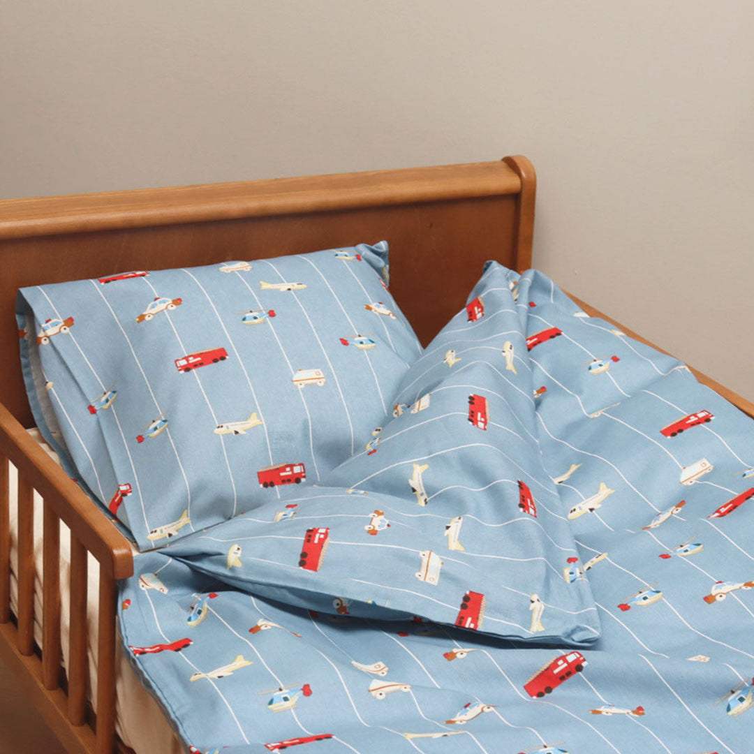 Junior sengesæt - 100x140, 40x45 cm - Striped Cars