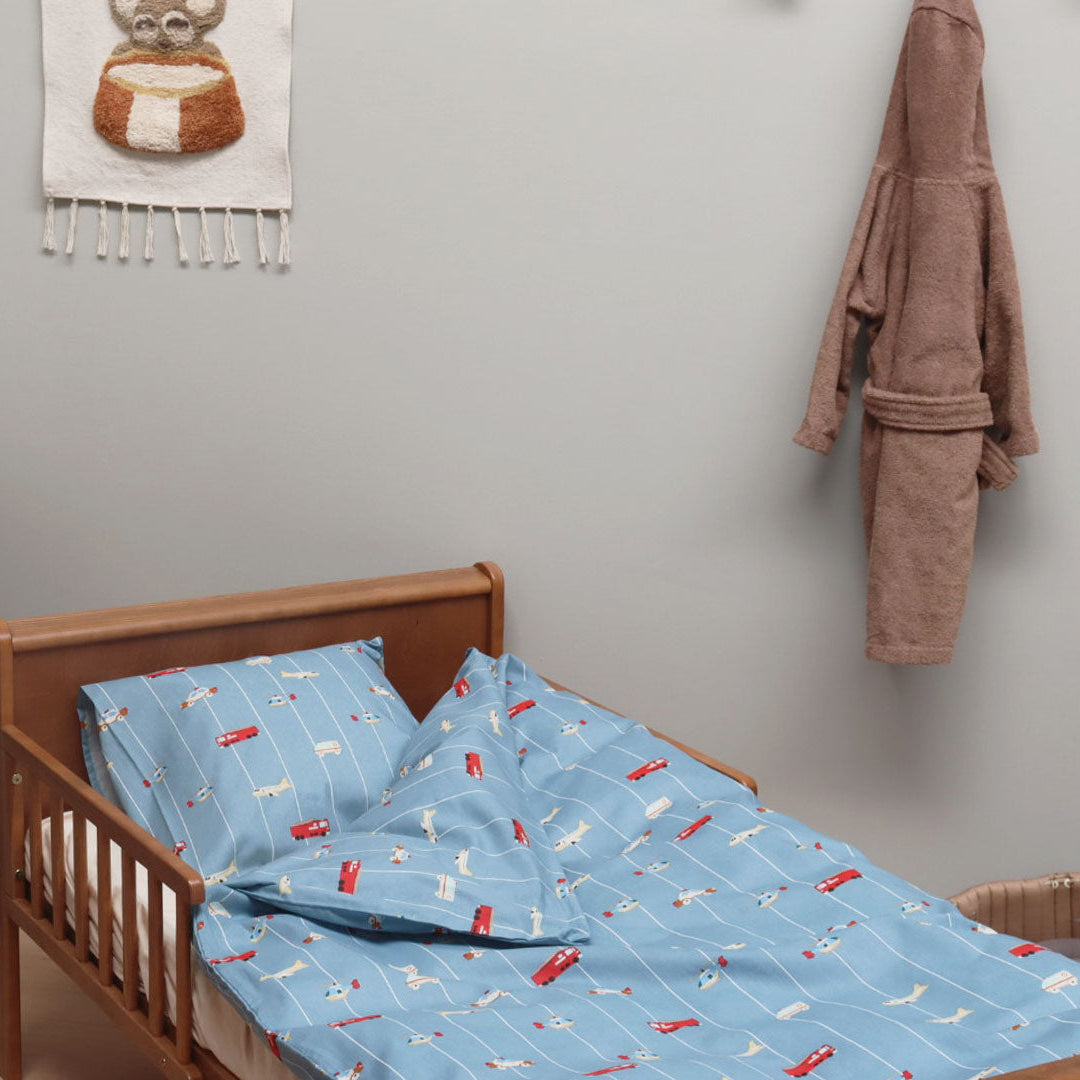 Baby sengesæt - 70x100, 40x45 cm - Striped Cars